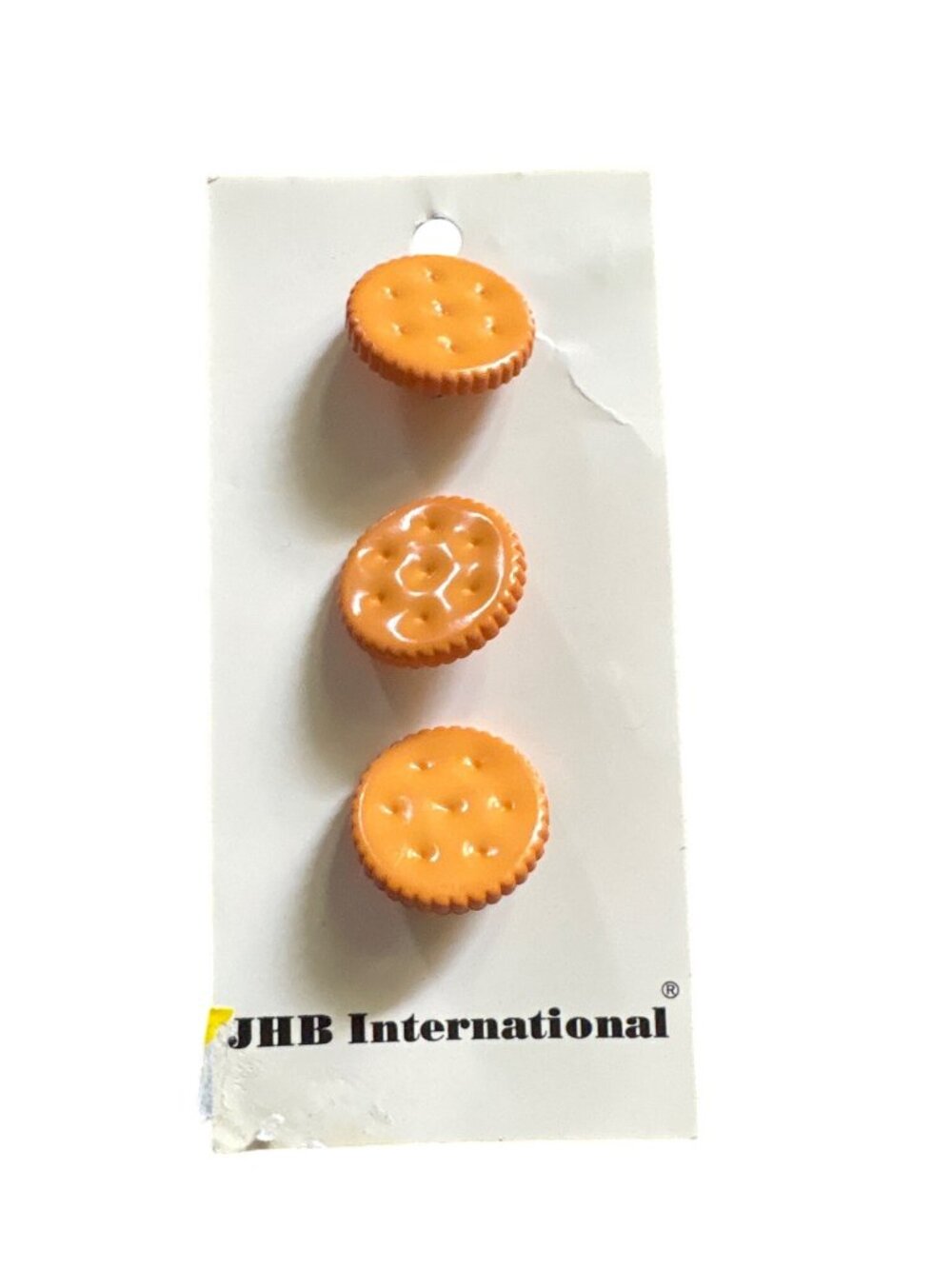 Cracker Shaped Buttons Sewing Teacher Cooking Set Of 3 Orange 3/4" Novelty
